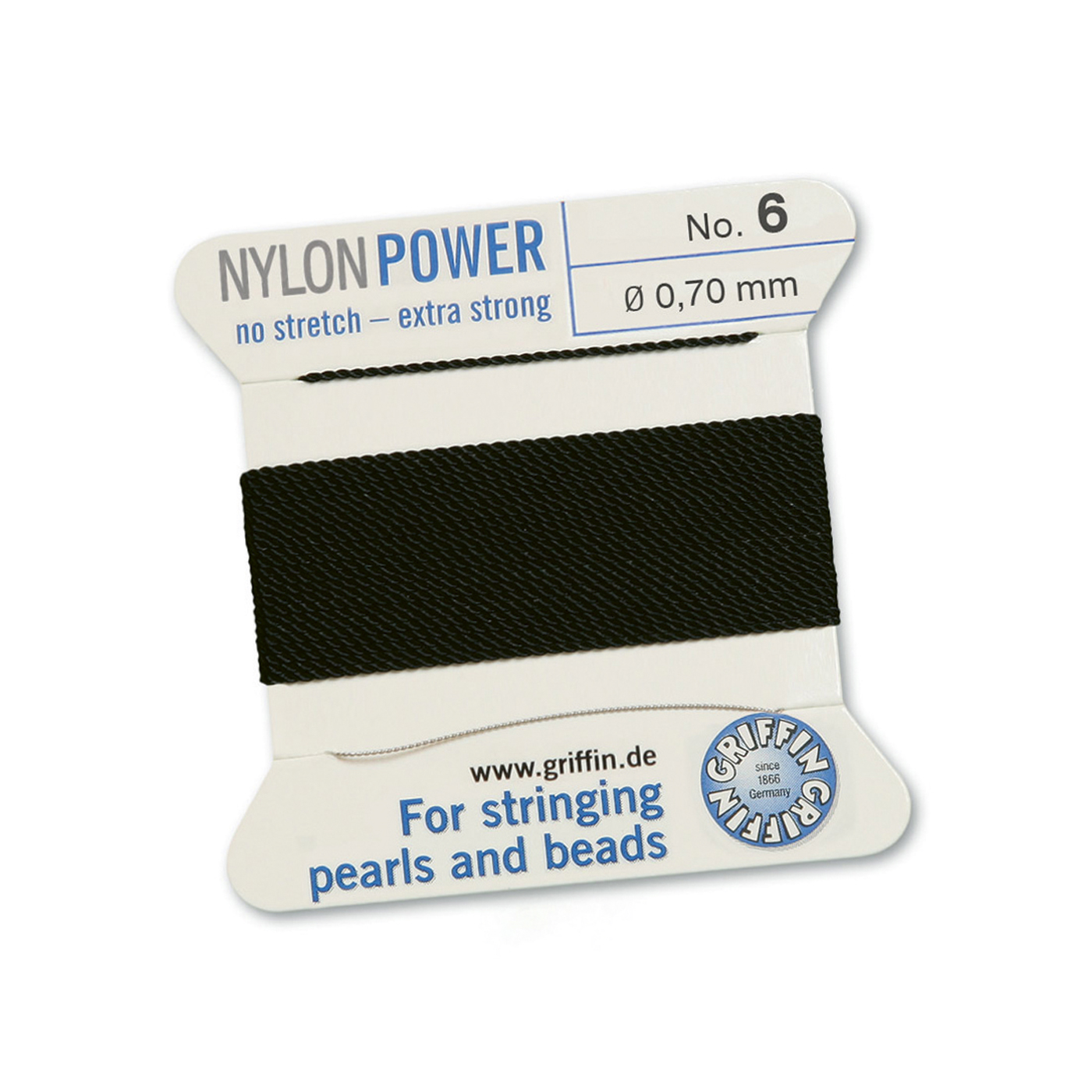 Bead Cord NylonPower Perlseide, schwarz, Nr. 6 - 2 m