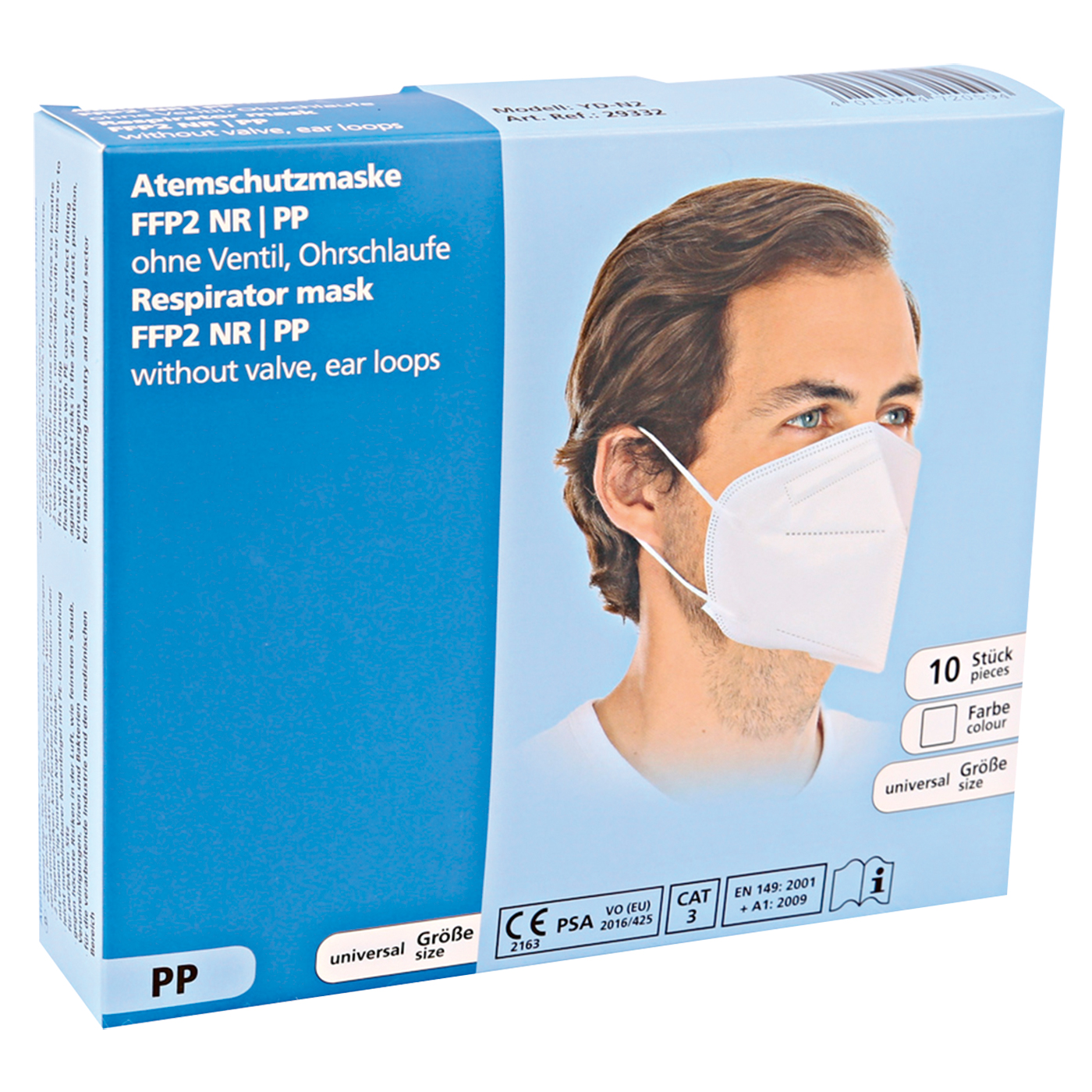Hygostar respirator masks, protection class FFP2 NR, white - 10 pieces