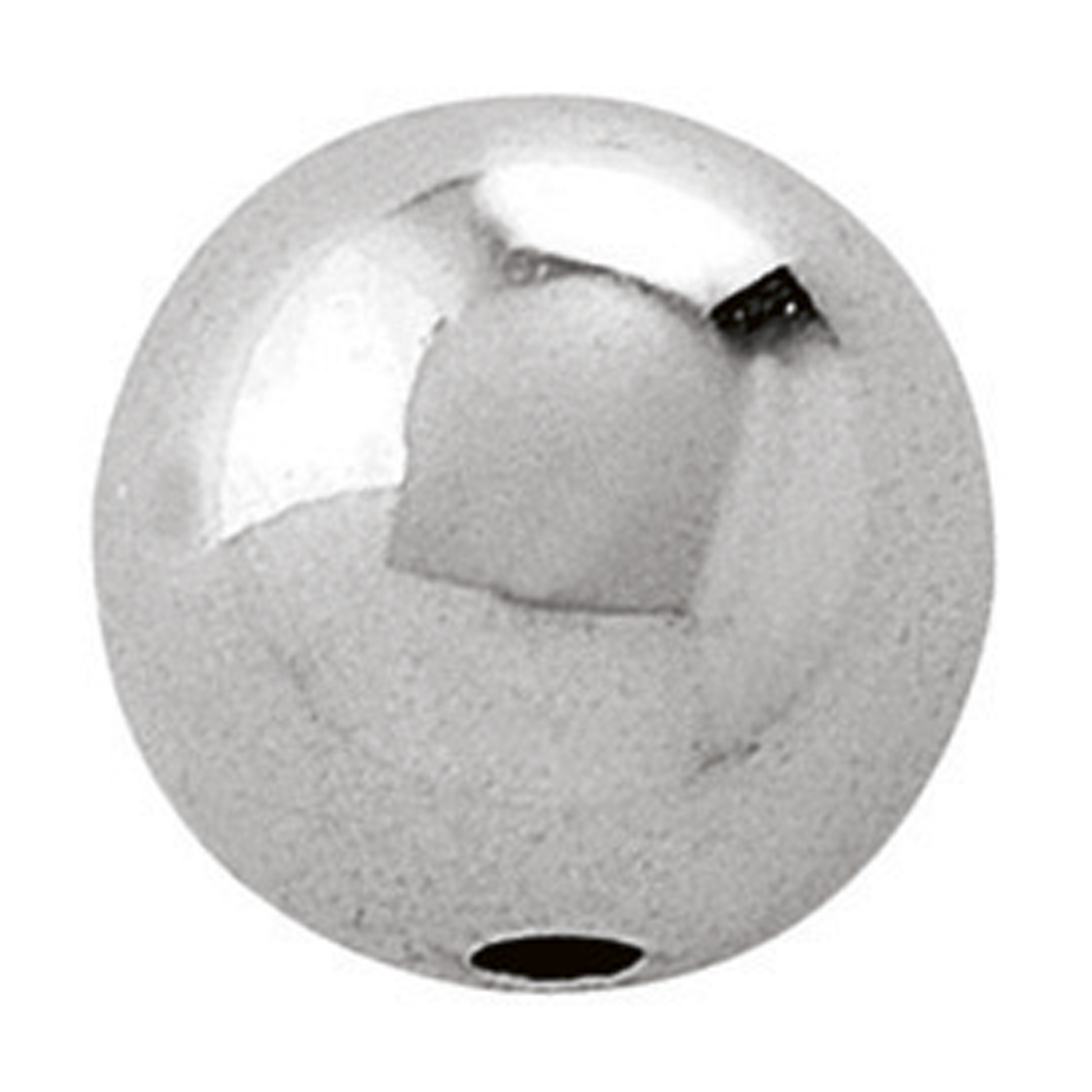 2-Hole Ball, 925Ag Polished, ø 6 mm - 1 piece