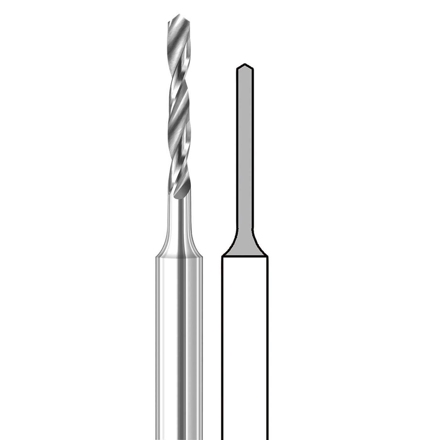 TC Spiral Drill, Fig. 4203S, ø 0.8 mm - 2 pieces