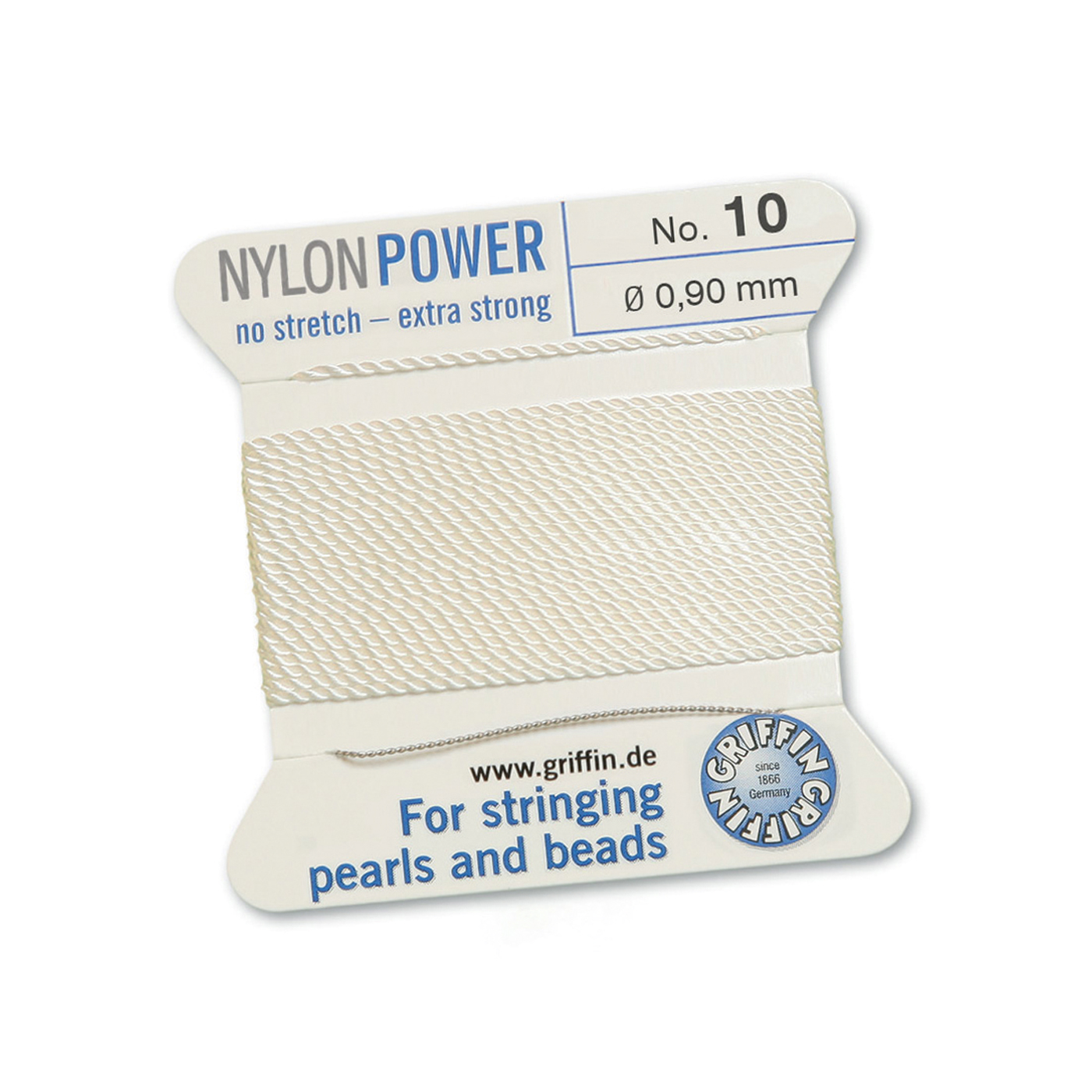 Bead Cord NylonPower, White, No. 10 - 2 m