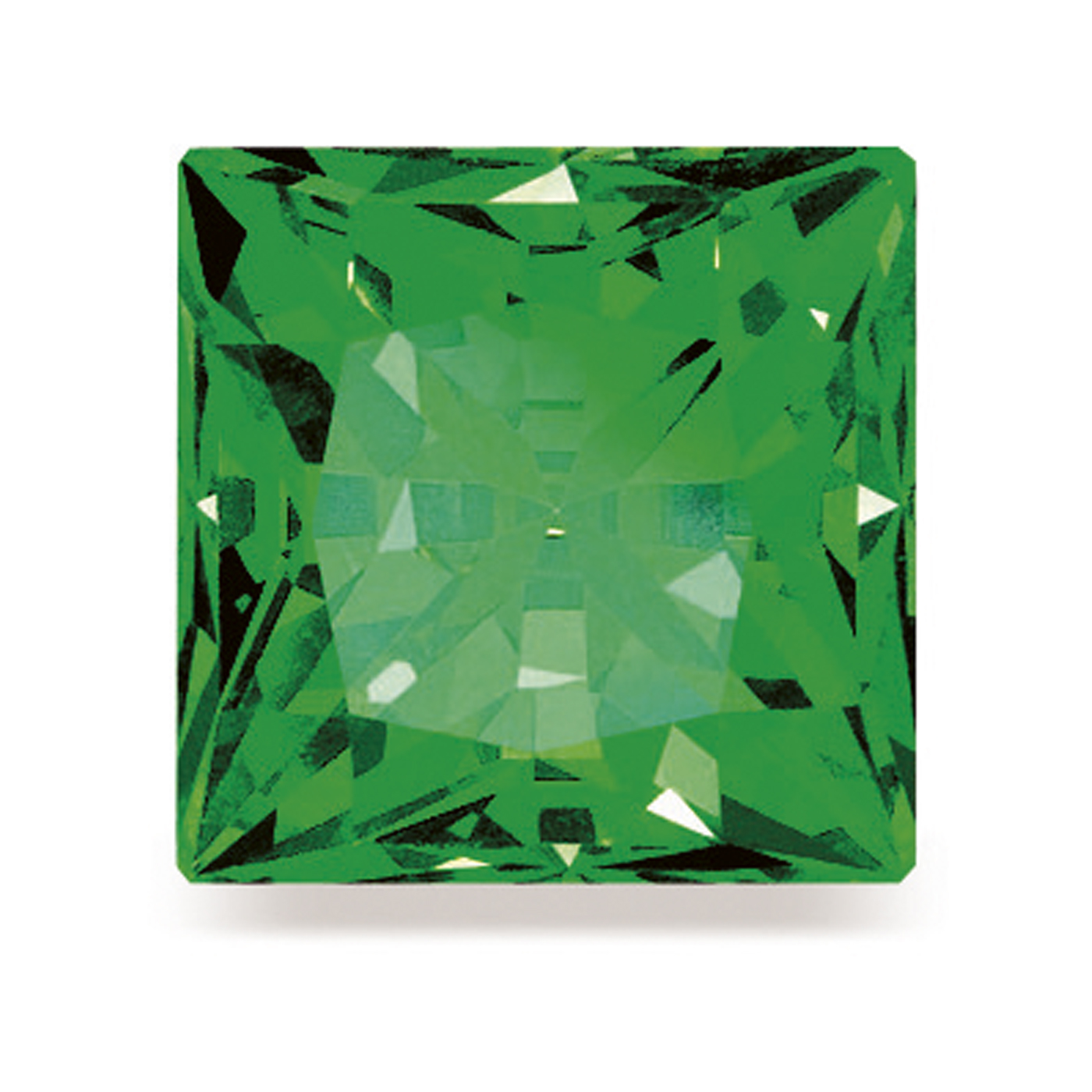 Zirconia, Green, Princess Cut, 2.50 mm - 1 piece