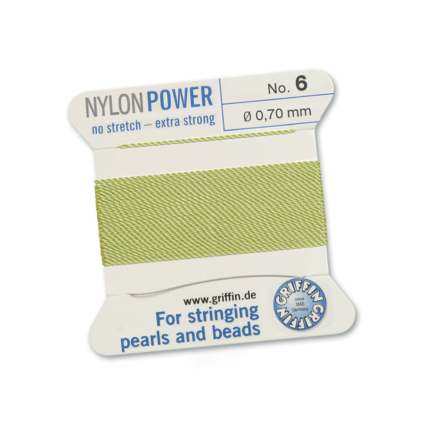 Bead Cord NylonPower, Jade Green, No. 6 - 2 m