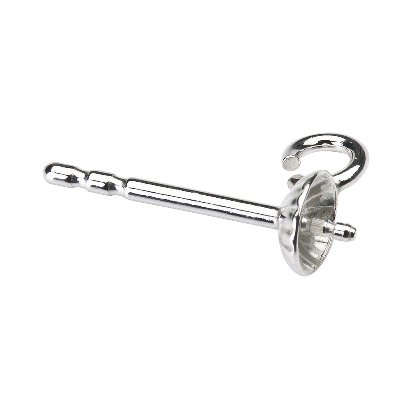 Ear Stud, 925Ag, ø 4 mm, with Pearl Cup and Lug - 1 piece