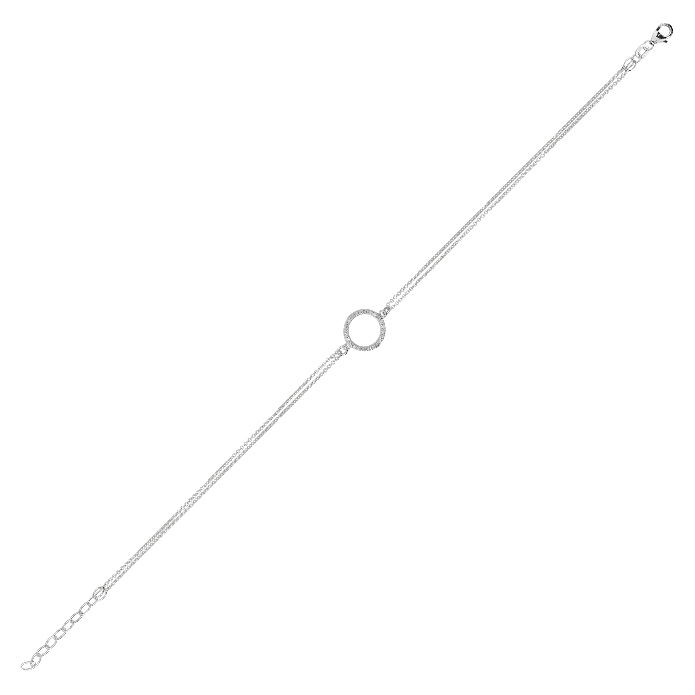 Fußkette Rundankergliederung, 925 Ag, 2-reihig, 23 cm - 1 Stück