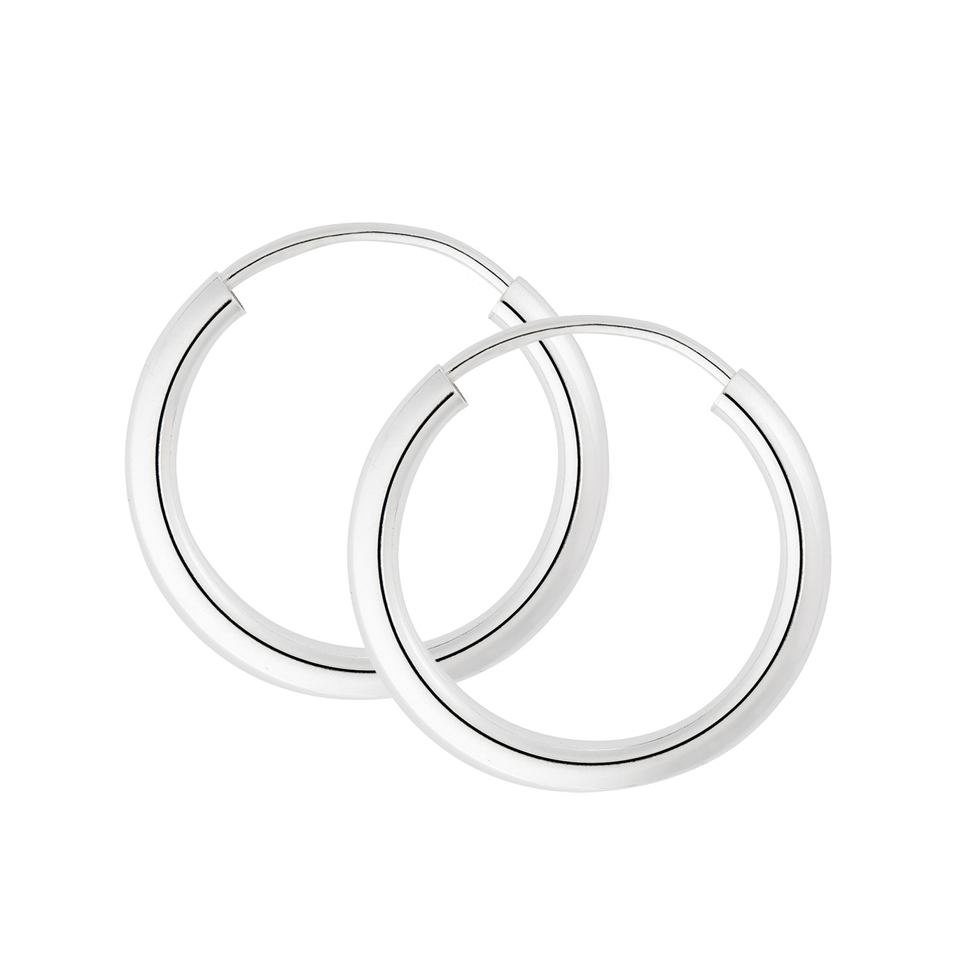 Creoles, 925Ag, ø 15 mm, Tube 2 mm - 1 pair