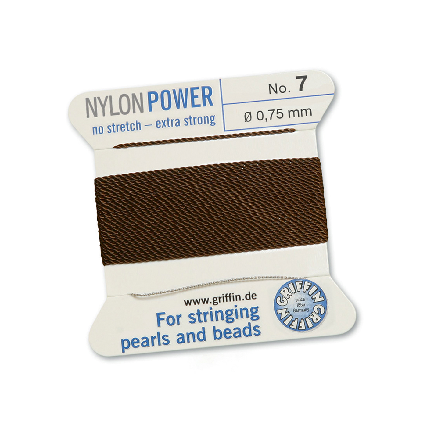 Bead Cord NylonPower, Brown, No. 7 - 2 m