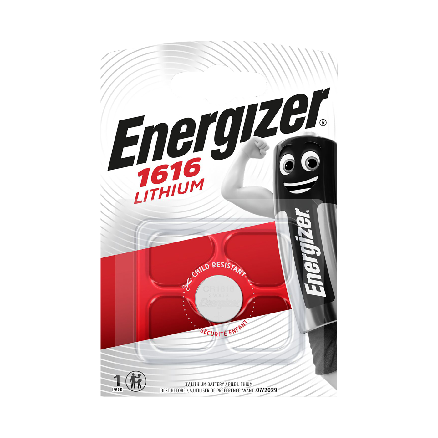 Lithium-Batterie, Energizer, CR1616, ø 16,0 x 1,6 mm - 1 Stück