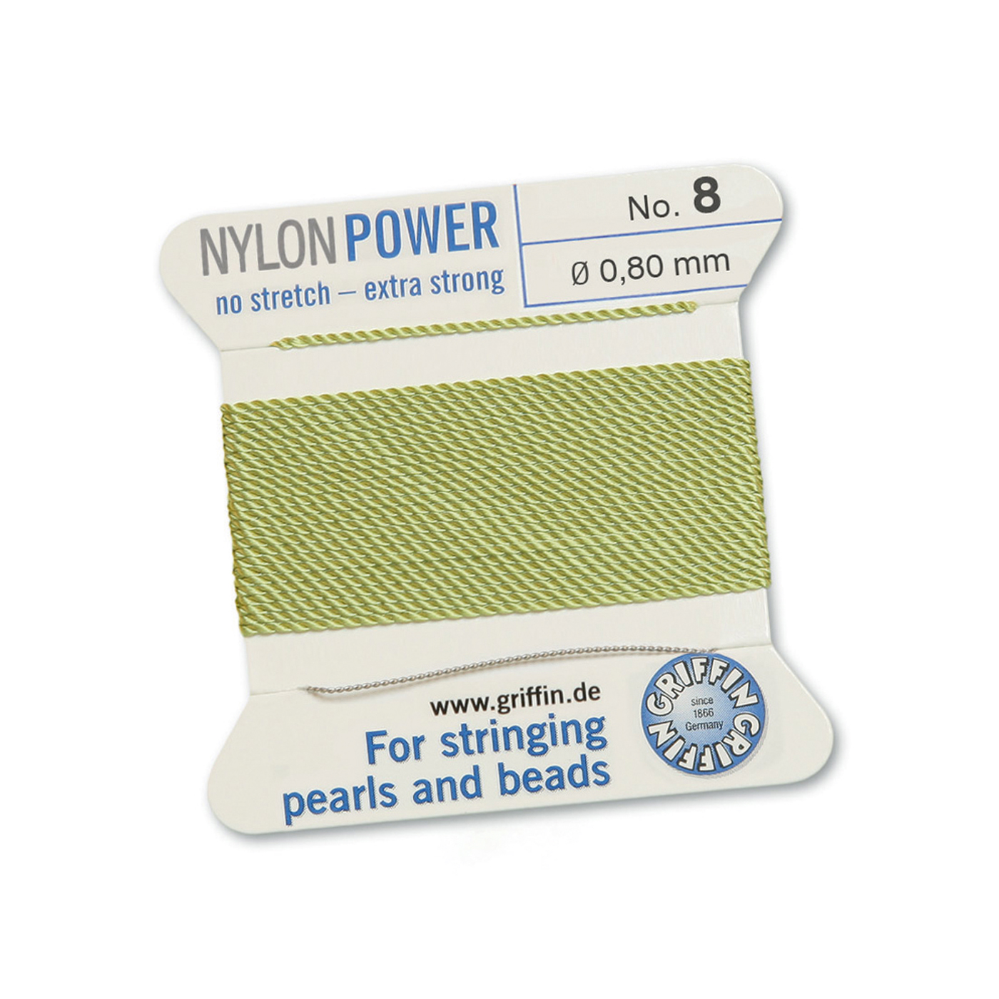 Bead Cord NylonPower, Jade Green, No. 8 - 2 m