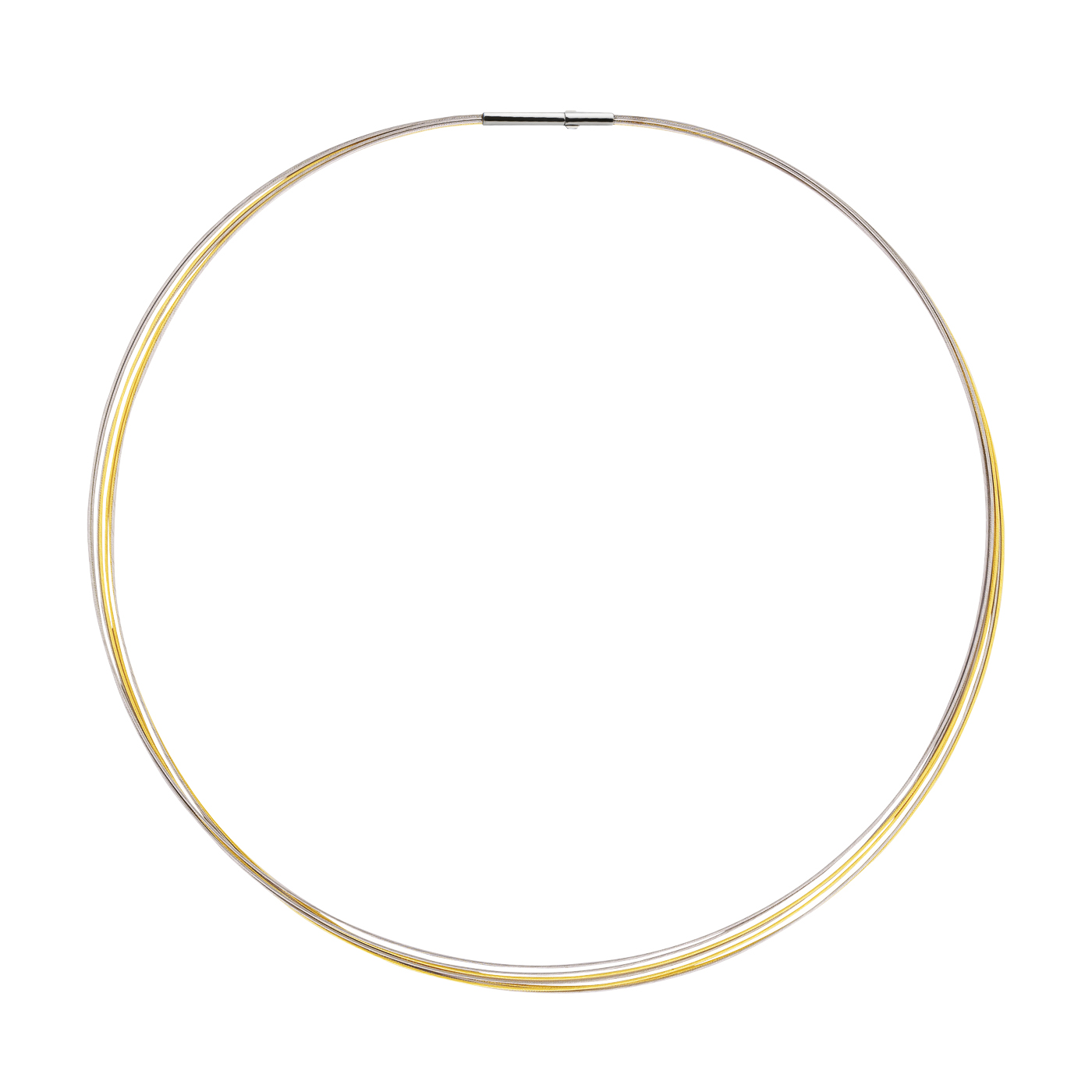 Seilcollier "Cable", ES, bicolor, 7-reihig, ø 0,50 mm, 45 cm - 1 Stück