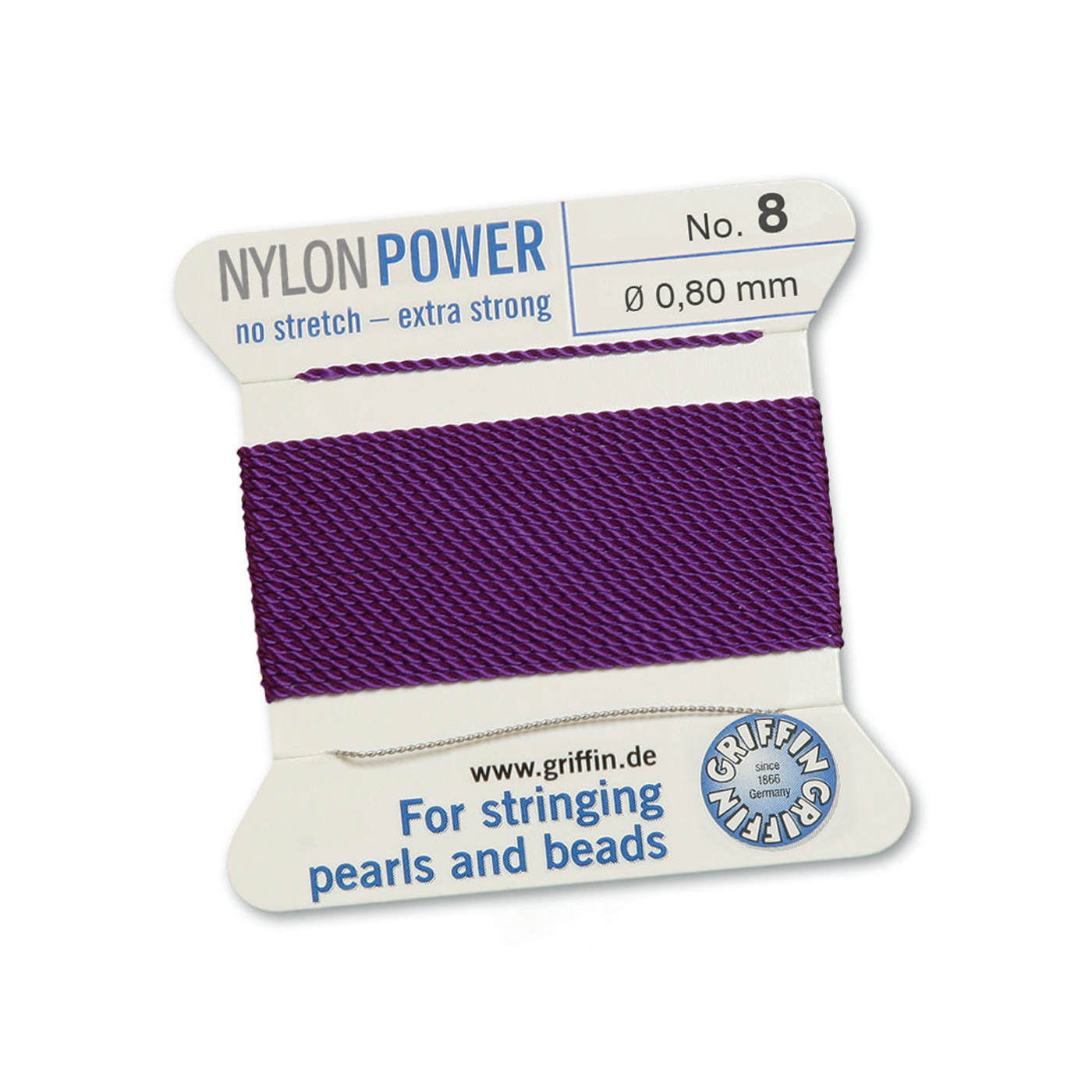 Bead Cord NylonPower, Amethyst, No. 8 - 2 m