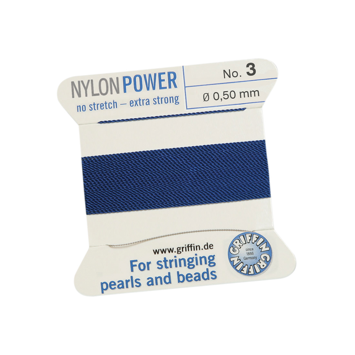 Bead Cord NylonPower Perlseide, dunkelblau, Nr. 3 - 2 m