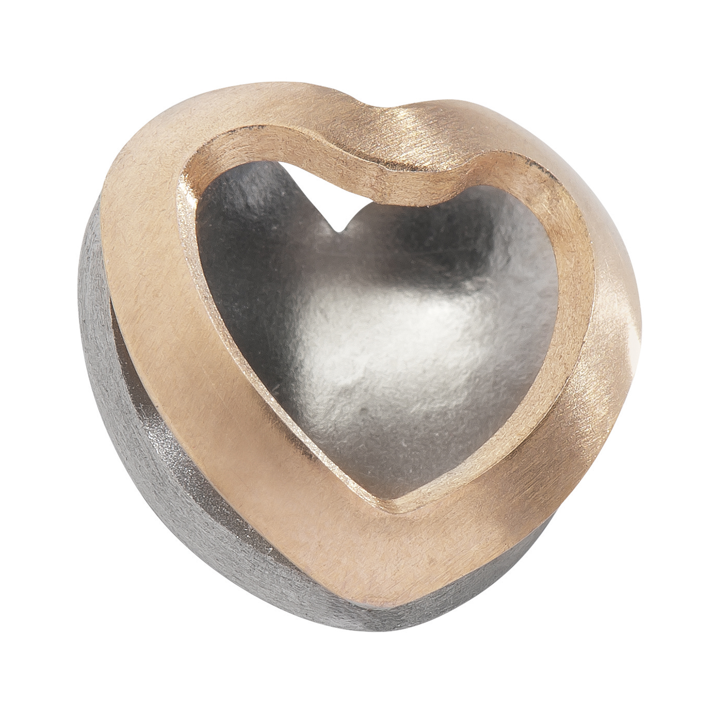 Pendant Heart, Stainless Steel/Gold-Pl. Rose, 12 mm - 1 piece