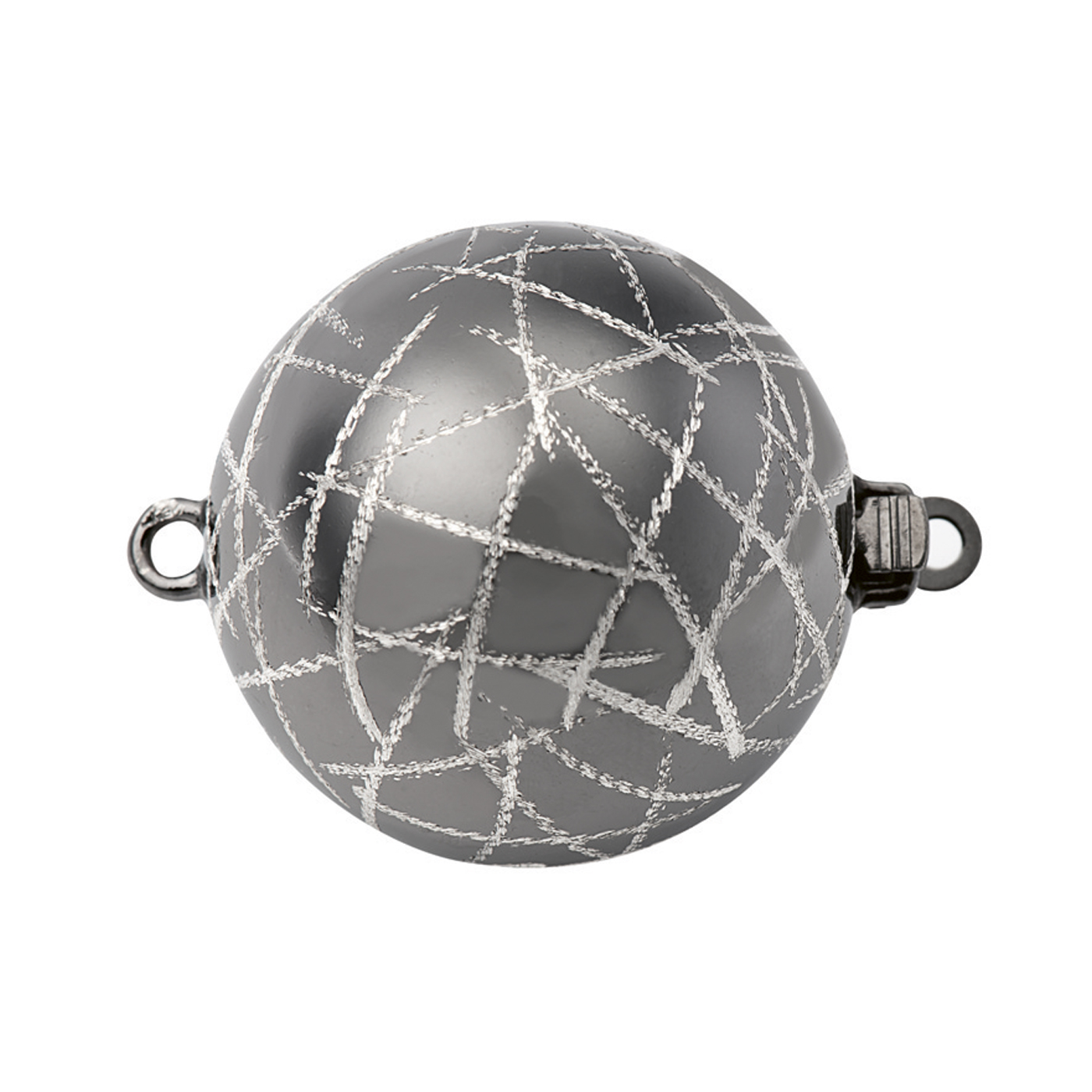 Clasp, Ball, 925Ag Black Rhodium-Plated Matted, ø 20 mm - 1 piece