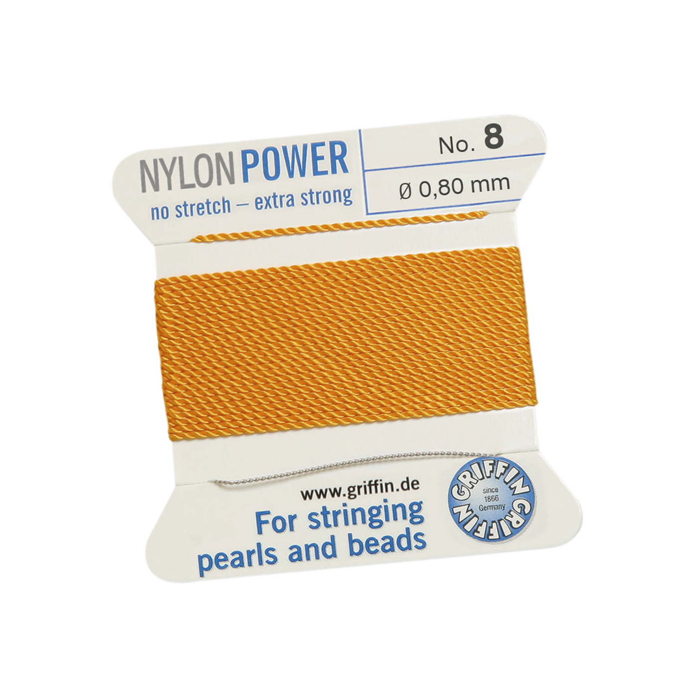 Bead Cord NylonPower, Dark Yellow, No. 8 - 2 m