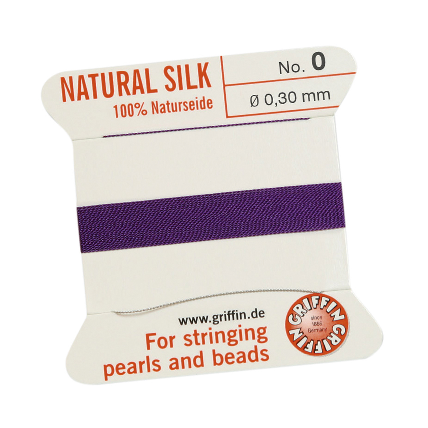 Bead Cord 100% Natural Silk, Amethyst, No. 0 - 2 m