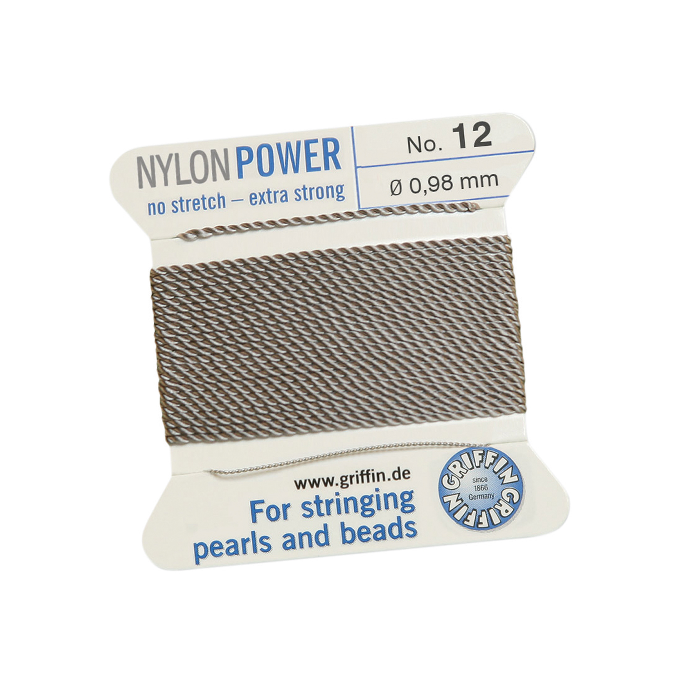 Bead Cord NylonPower Perlseide, grau, Nr. 12 - 2 m