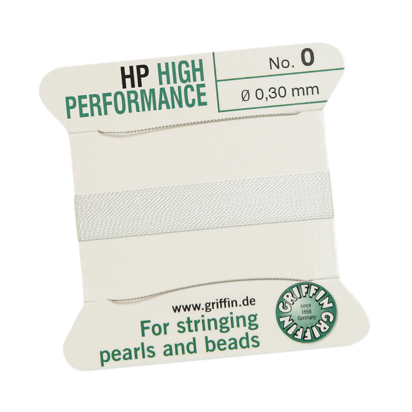 Bead Cord High Performance, White, 2 Needles, No. 0 - 2 m