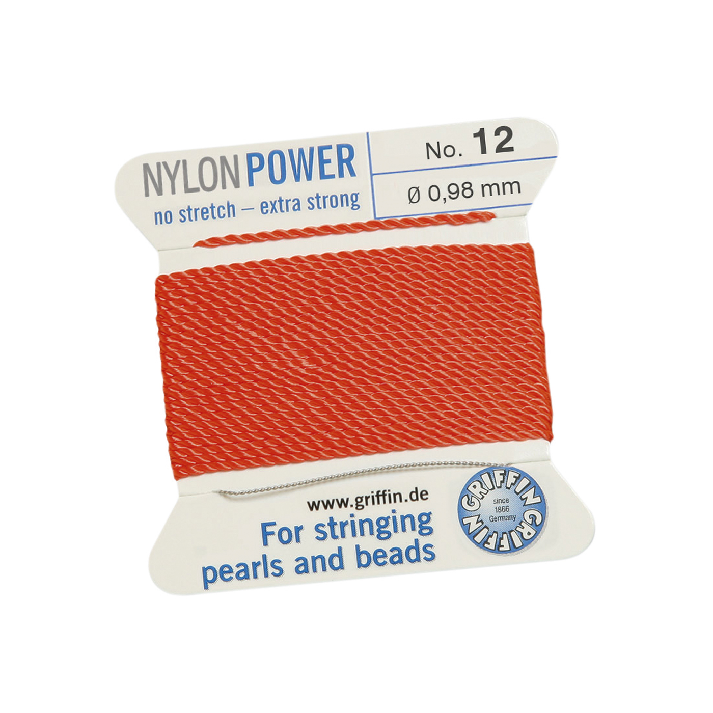 Bead Cord NylonPower Perlseide, korallrot, Nr. 12 - 2 m