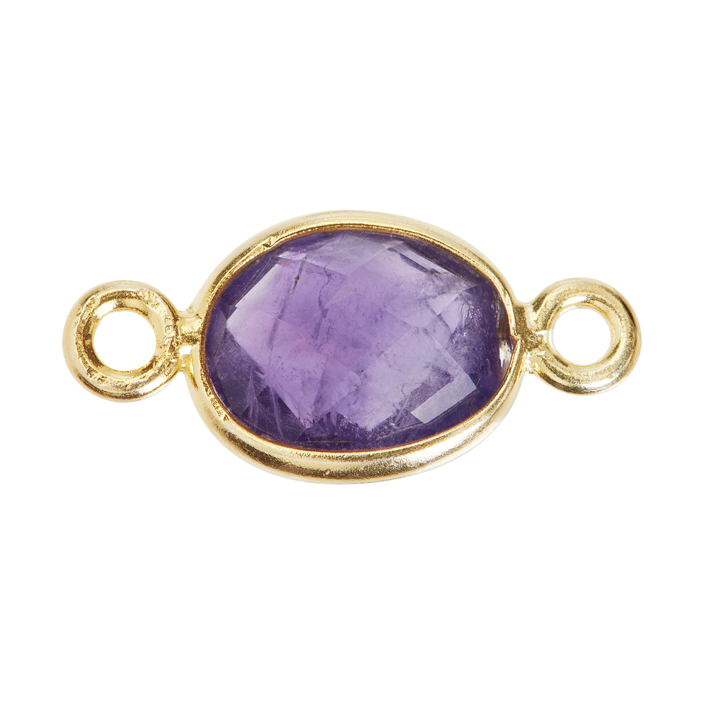 Schmuckverbinder, 925 Ag verg., Amethyst, 10 x 8 mm - 1 Stück