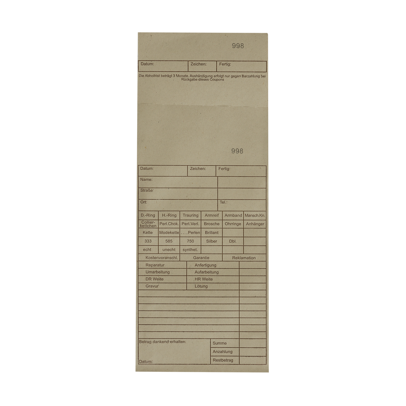 Repair Envelopes, No. 2001-3000 - 1000 pieces