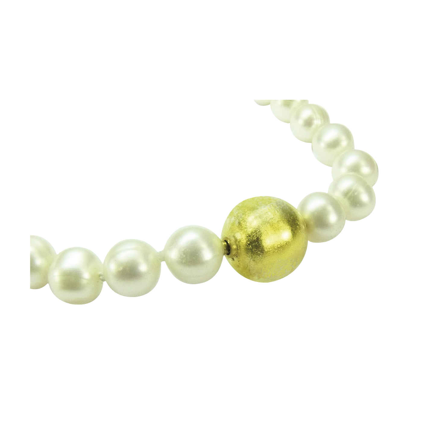 Changeable Clasp, Ball, Murano Glass, Crystal, Gold, ø 12 mm - 1 piece