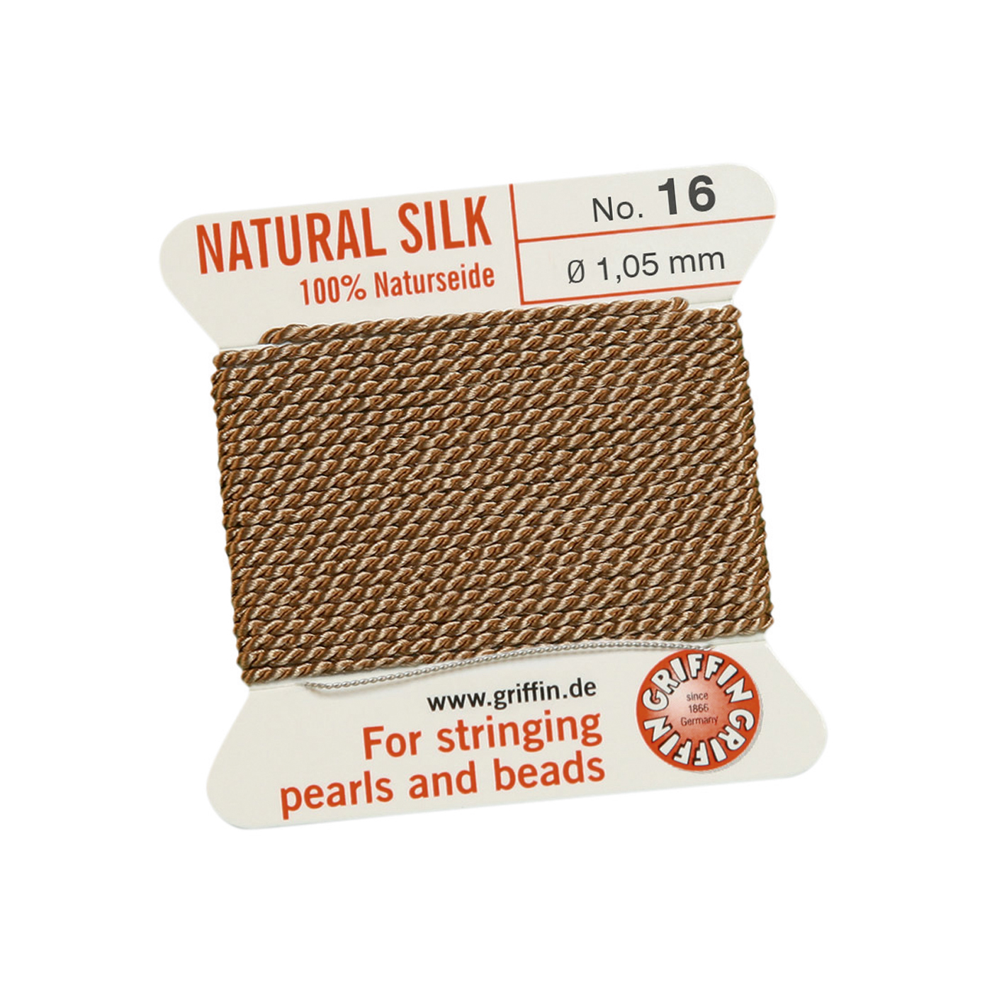 Bead Cord 100% Natur-Perlseide, beige, Nr. 16 - 2 m