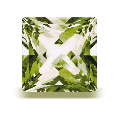 Zirconia, Light Green, Princess Cut, 20.00 x 20.00 mm - 1 piece