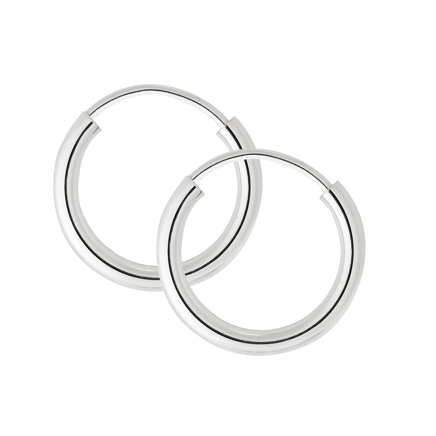 Creoles, 925Ag, ø 13 mm, Tube 2 mm - 1 pair