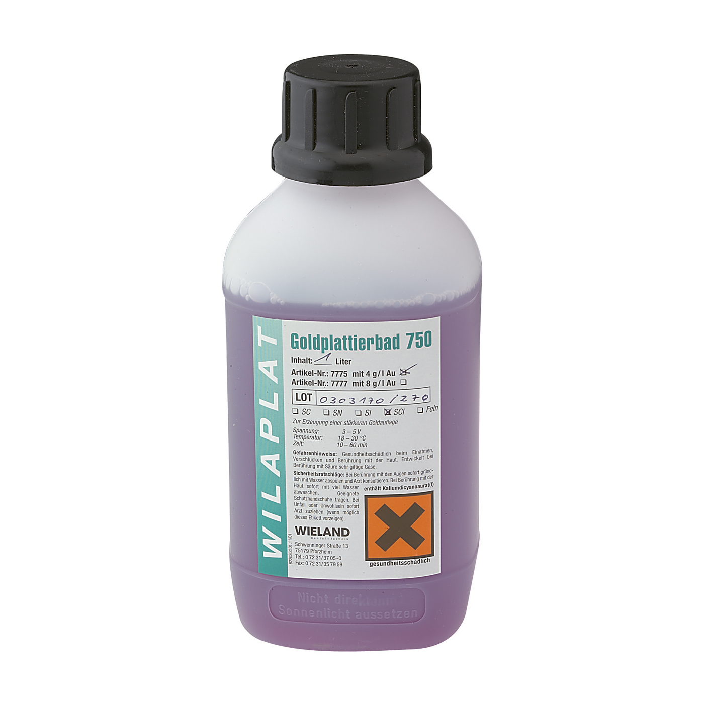 Wilaplat Goldplattierbad 750, 4g Au - 1000 ml