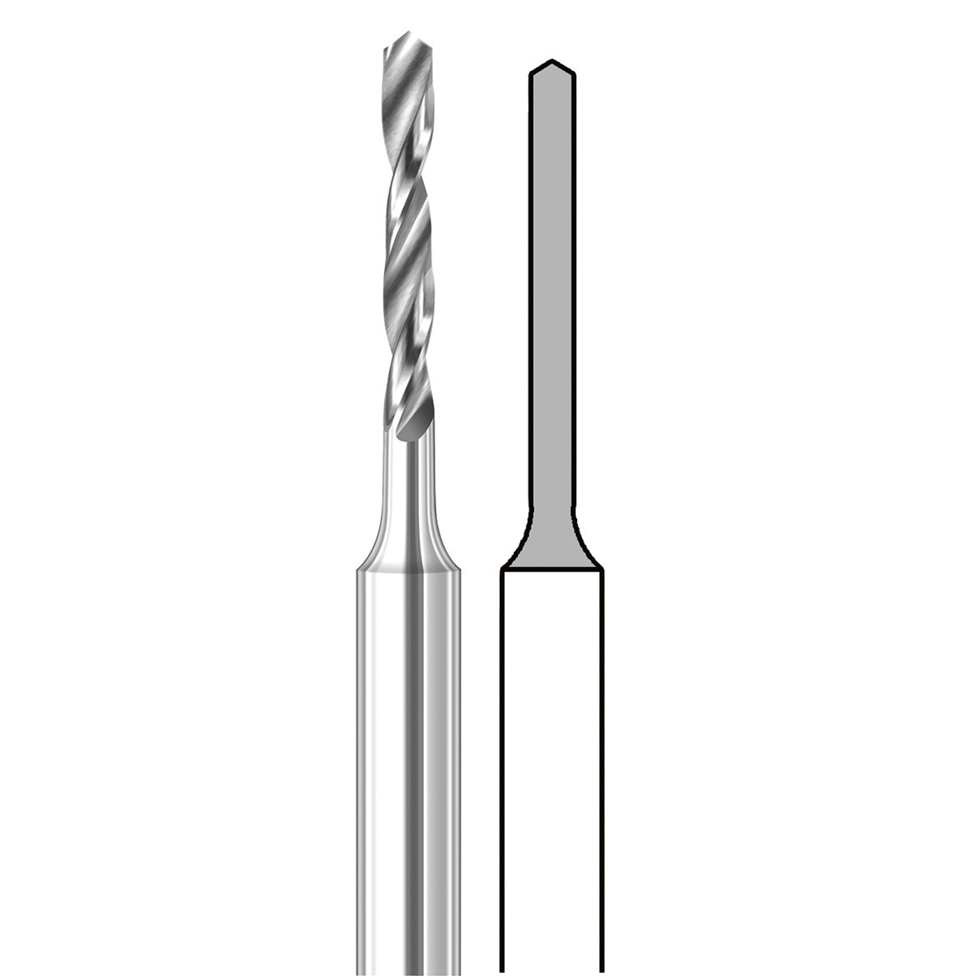 TC Spiral Drill, Fig. 4203S, ø 1.0 mm - 2 pieces