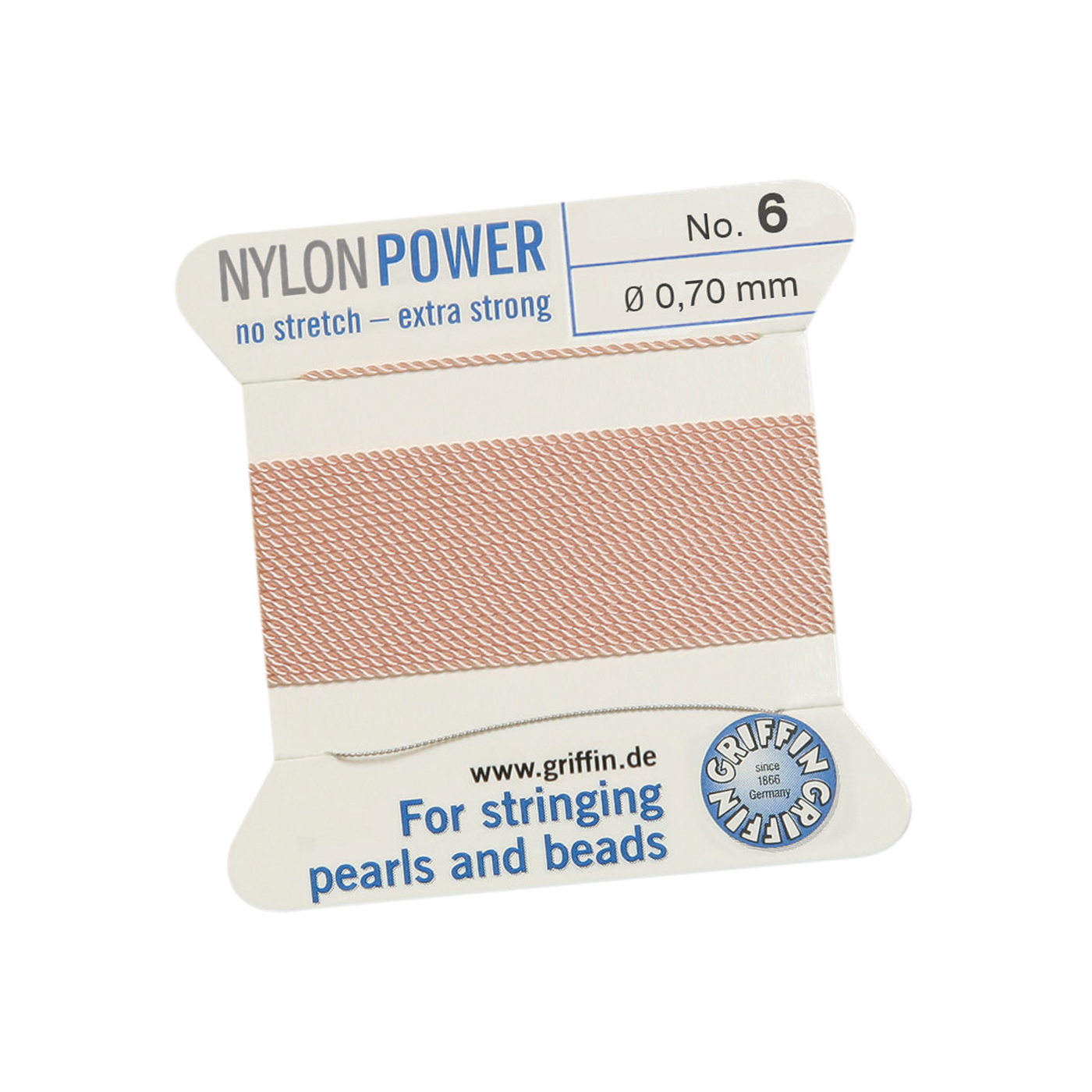 Bead Cord NylonPower, Light Pink, No. 6 - 2 m