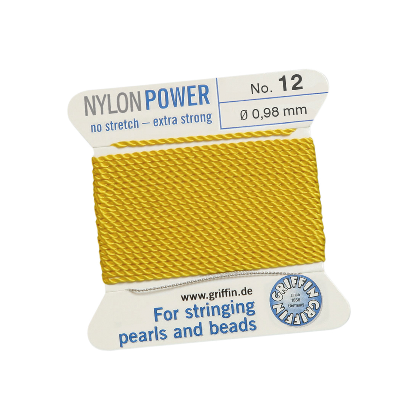 Bead Cord NylonPower Perlseide, hellgelb, Nr. 12 - 2 m