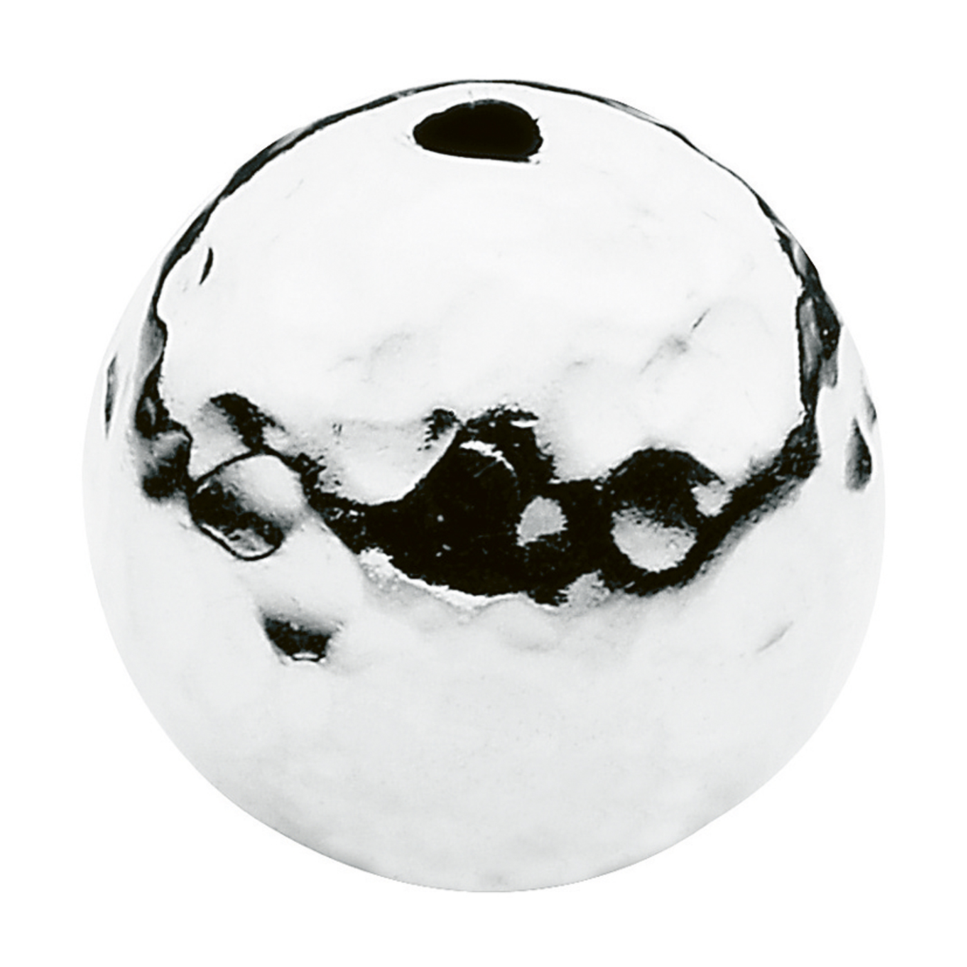 2-Hole Ball, 925Ag Hammered, ø 10 mm - 1 piece