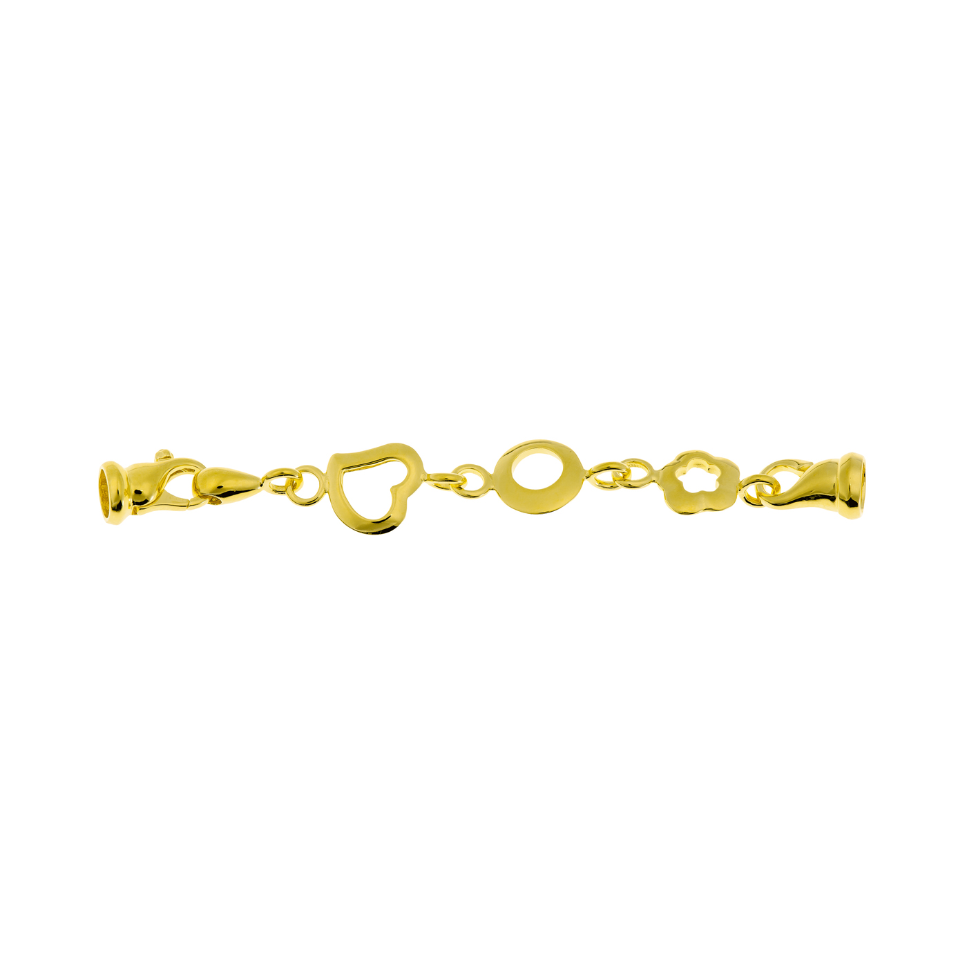 Elongation Chain, 925Ag Gold-Plated, 77 mm, Hearts/Flowers - 1 piece