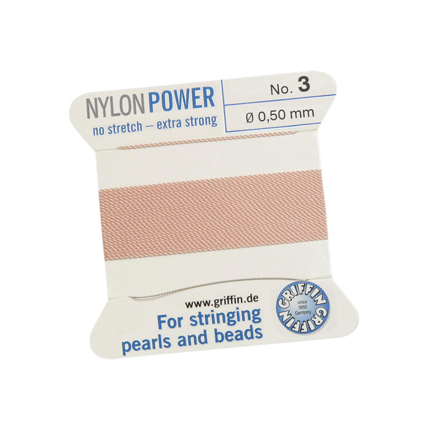 Bead Cord NylonPower Perlseide, hellrosa, Nr. 3 - 2 m