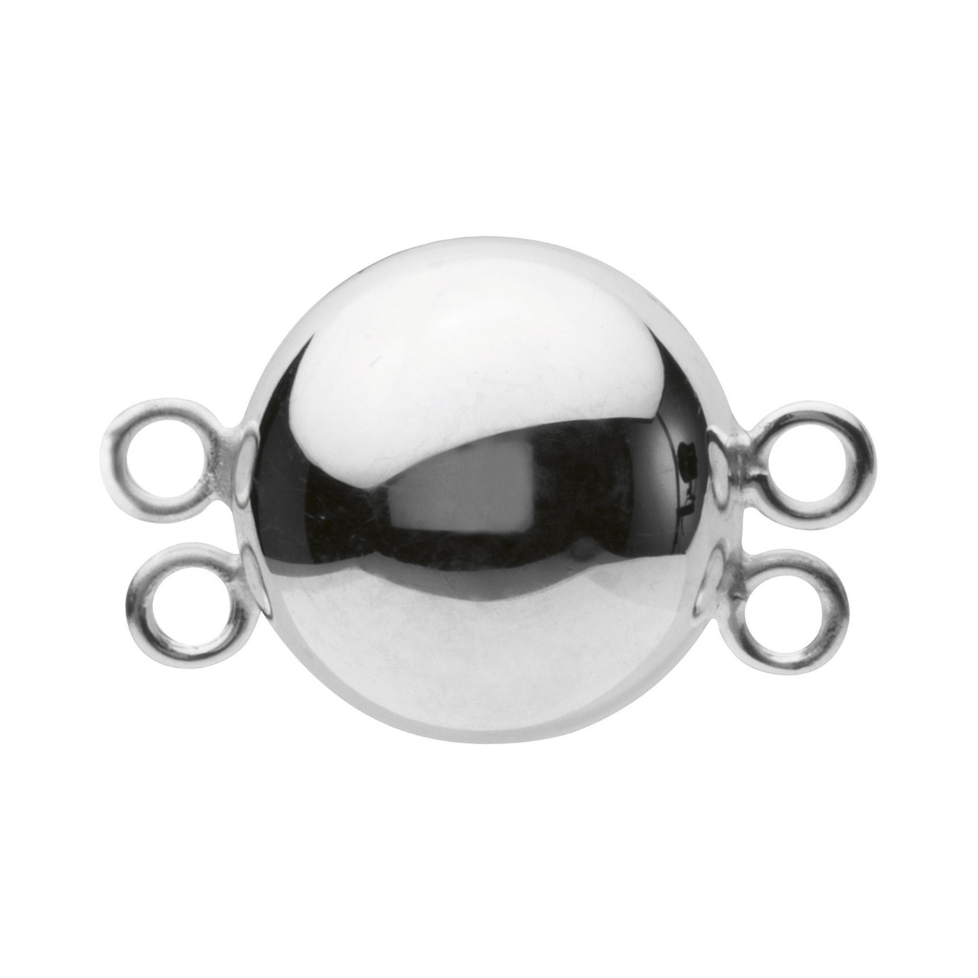 Magnetic Clasp 2 Rows, Ball, 925Ag Polished, ø 12 mm - 1 piece