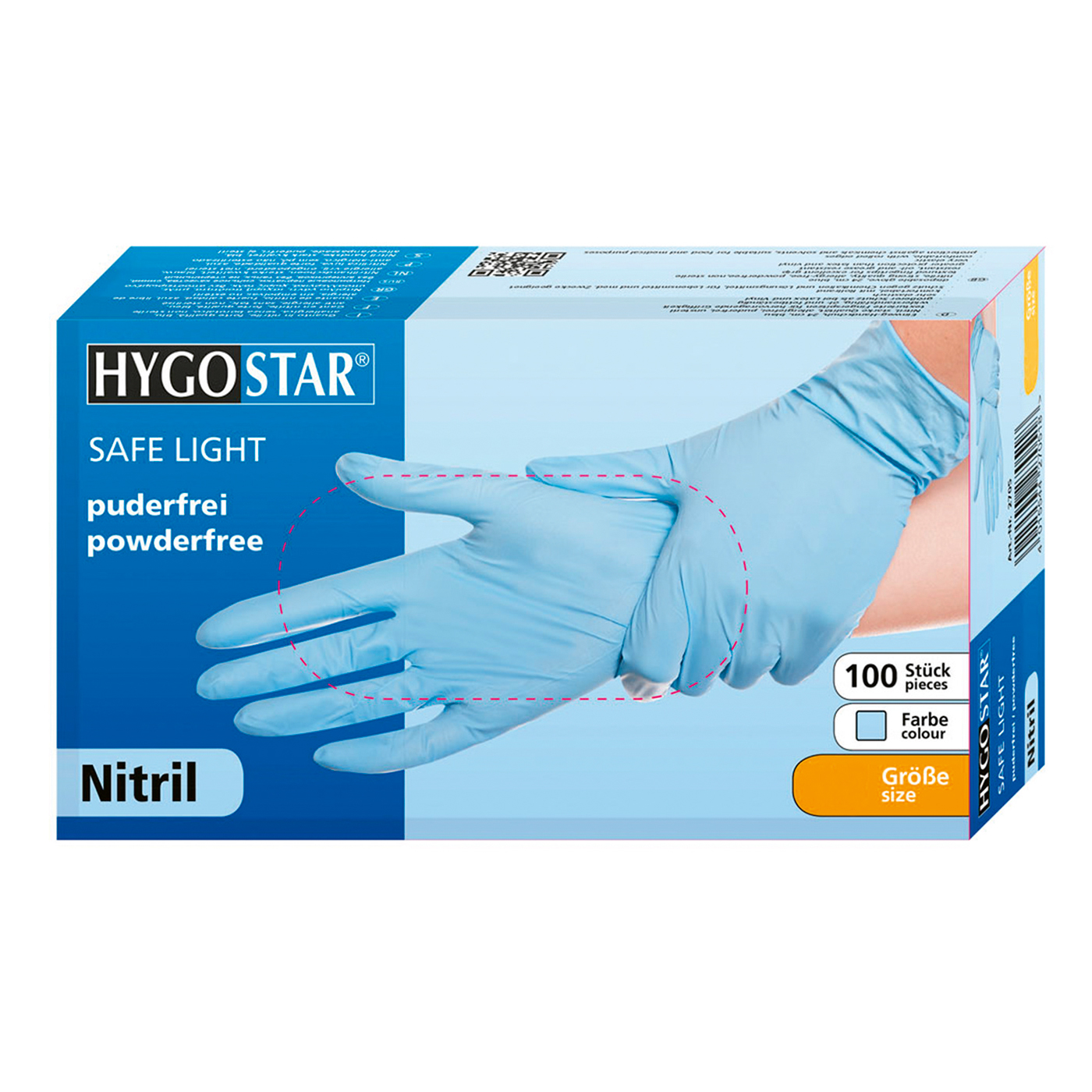 Franz Mensch Hygostar Safe Light Nitrilhandschuhe, S, blau, puderfrei - 100 Stück