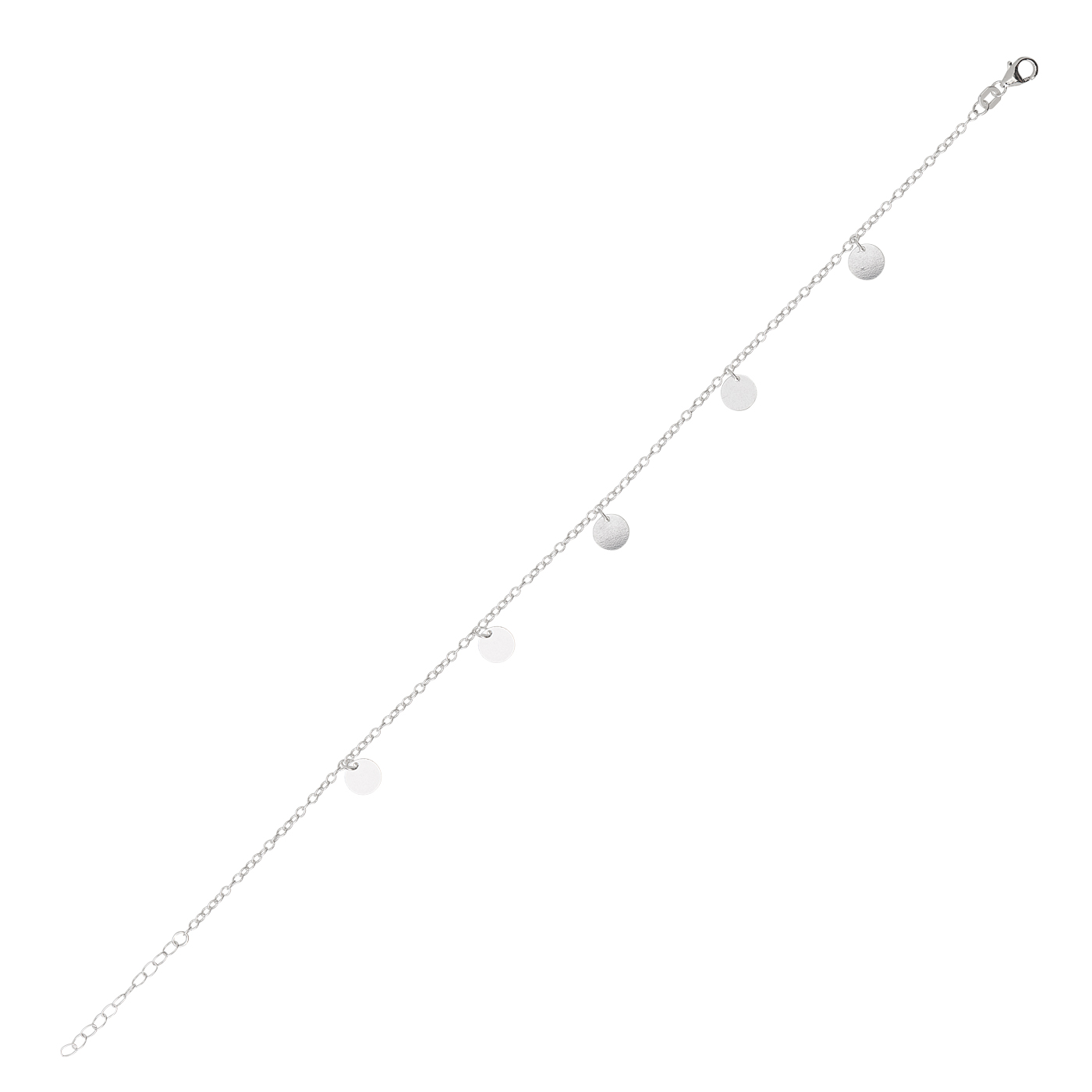 Fußkette Rundankergliederung, 925 Ag, 23 cm - 1 Stück