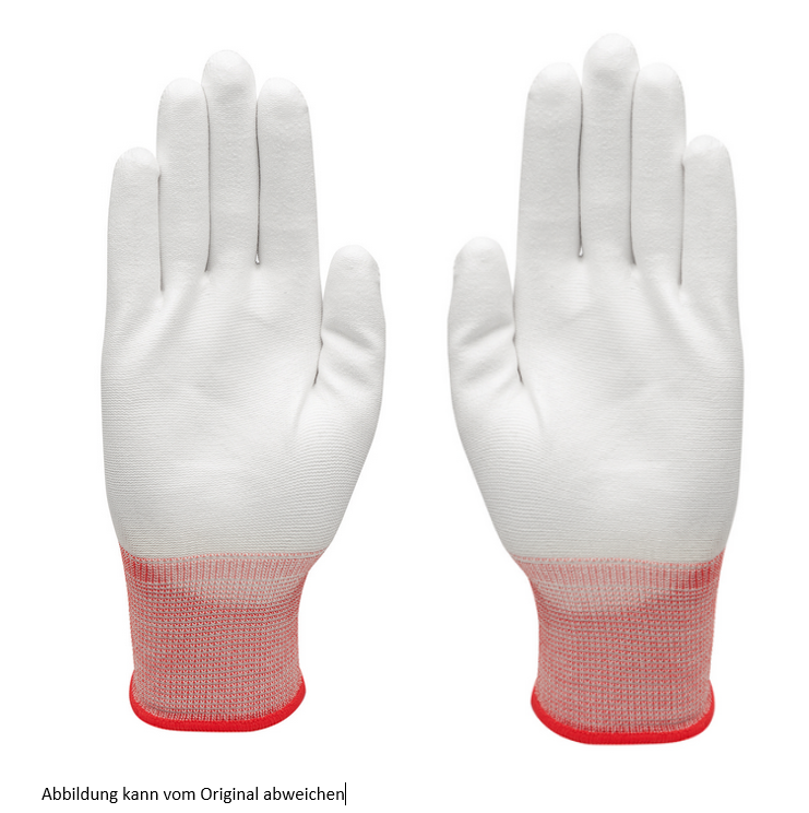 Polishing Gloves, Size M, White with yellow Wristband - 1 pair
