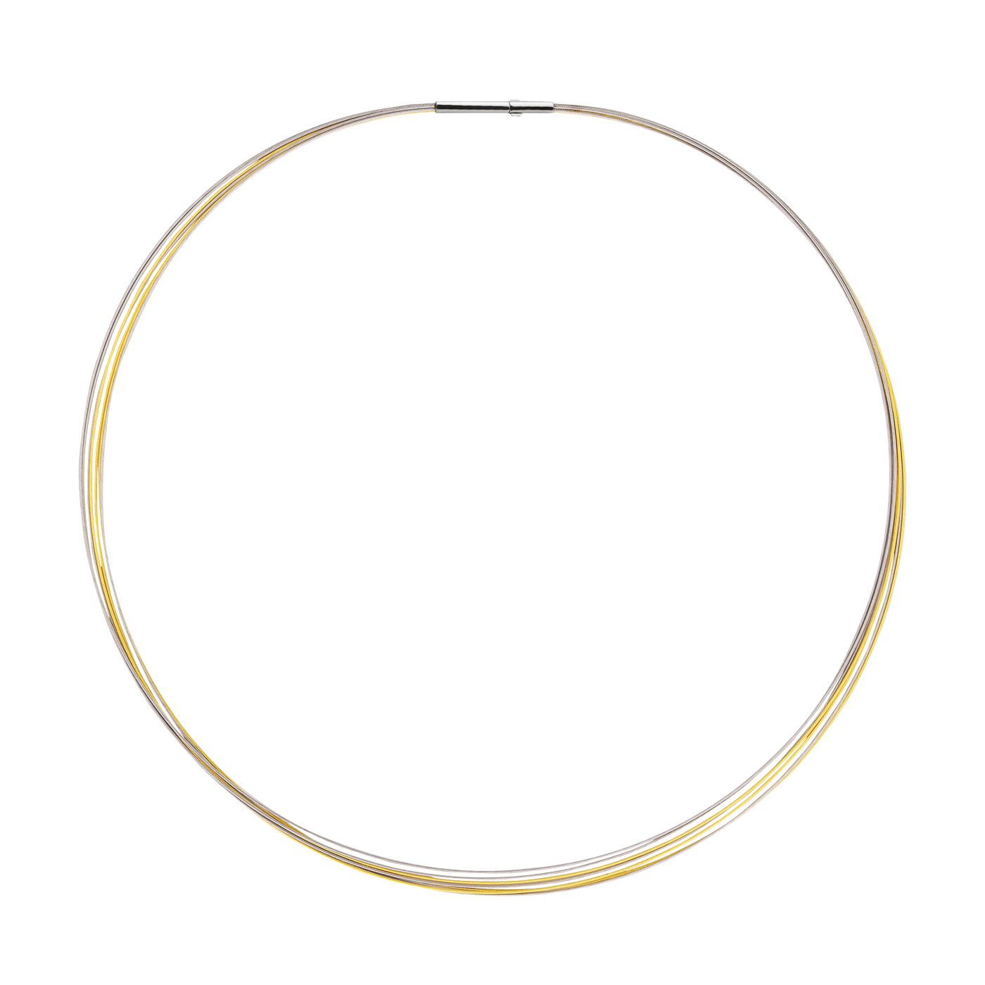 Seilcollier "Cable", ES, bicolor, 7-reihig, ø 0,50 mm, 42 cm - 1 Stück