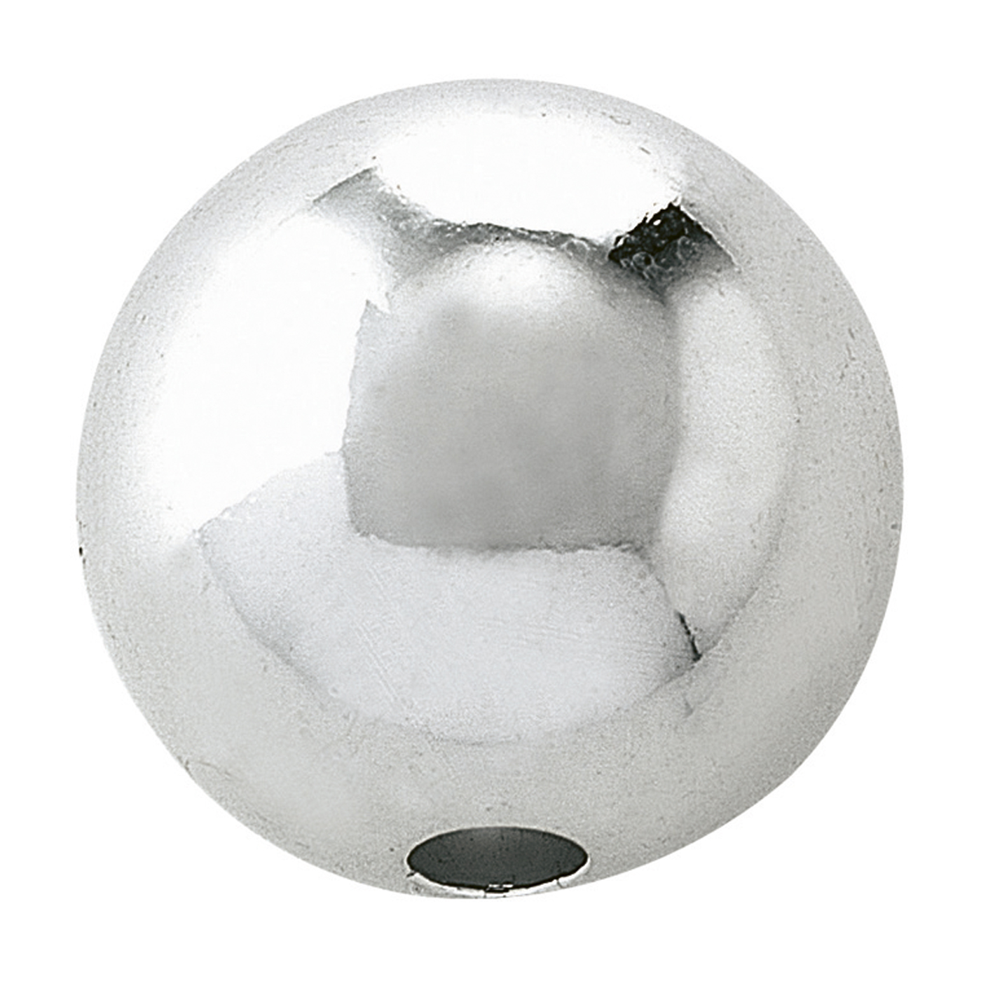 2-Hole Ball, 925Ag Polished, ø 14 mm - 1 piece